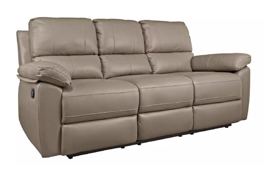 Faux Leather 3 Seater Recliner Sofa - Grey