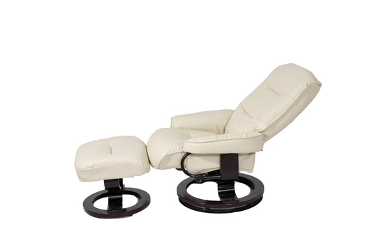 Cream Reclining Office Chair with Foot Stool
